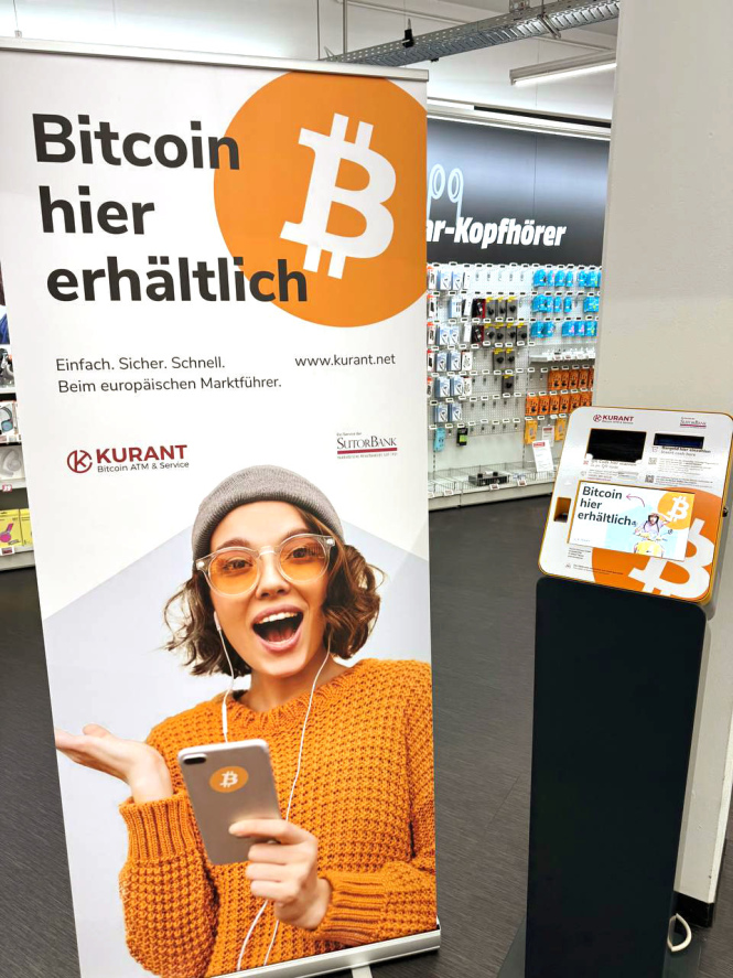 Ein KURANT Bitcoin Automaten in Österreich und in Deutschland.